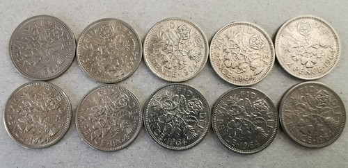 1964 queen elizabeth sixpence - queen,