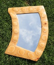 Vintage Abstract Wall Mirror Laminated Wood Textured Finish Striking and Unusual
