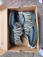Dr Martens 1461 Zebra Hair Print Smooth Leather Black Shoes Size Uk 9 Eu 43