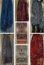 THAI SHEER SILK SCARF / PASHMINA with GLITTER Various Colours