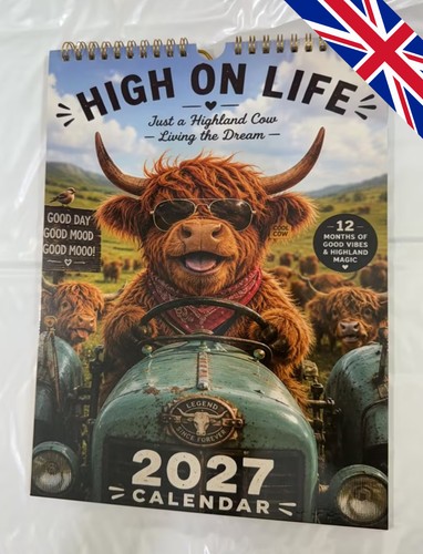 2027 funny highland - cow, wall