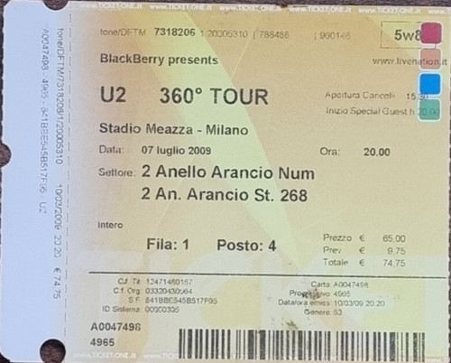 Ticket stub 360 tour san - ticket/stub,
