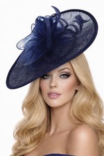 Large Navy Blue Fascinator Hat