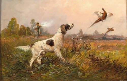 Antique pheasant hunt - pheasant, hunt”