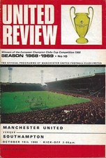 Football Programme MAN UTD v SOUTHAMPTON Oct 1968