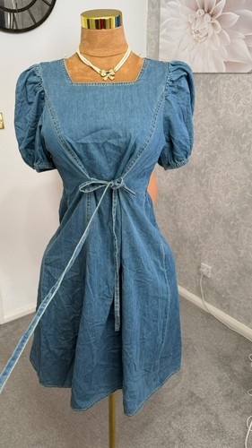 Blue soft denim tie waist - denim,