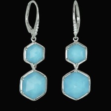 Stephen Webster Turquoise Quartz Diamond Drop Earrings 18ct Gold Art Deco Style