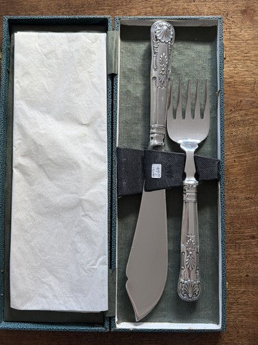 Antique silver plate fish - silver,
