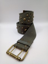 Unisex Green Heavy-duty Canvas Utility Studded Belt Up To Size 40" Jeans
