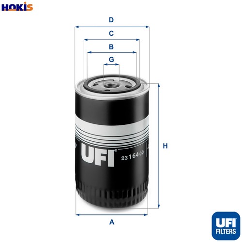 Oil filter 164 for vw - oil, 23.164.00