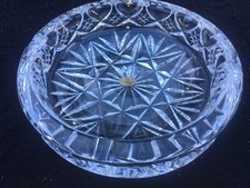Whitefriars Heavy Cut Glass Crystal cigar ashtray large stunning bowl with label