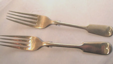 2 Fiddleback Dessert Forks Daniel & Arter Nevada and Brazilian Silver