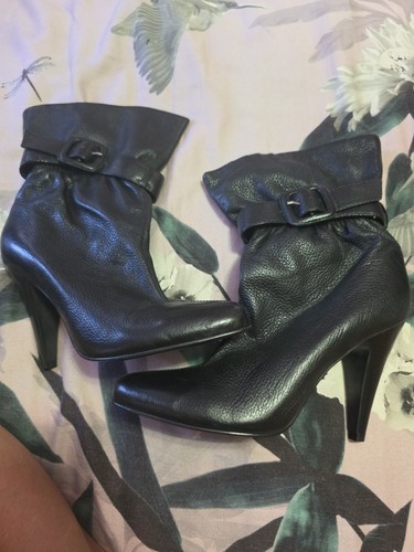 Faith black leather - leather, heels