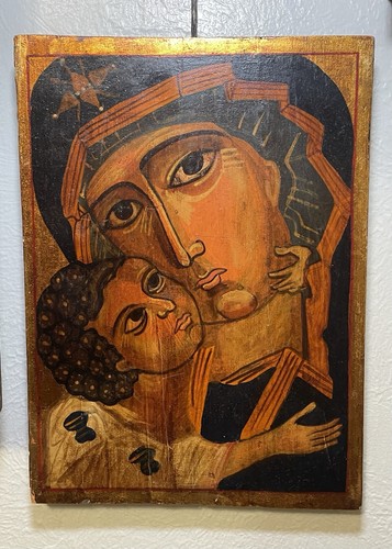 Hand painted byzantine madonna - painted,