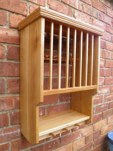 Solid oak plate rack with - plate,