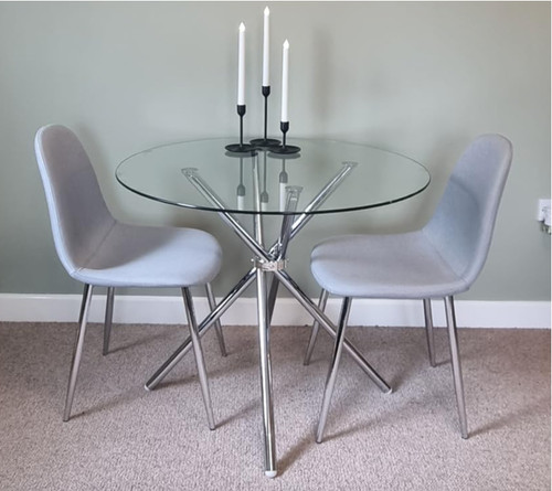 Round glass dining - glass,