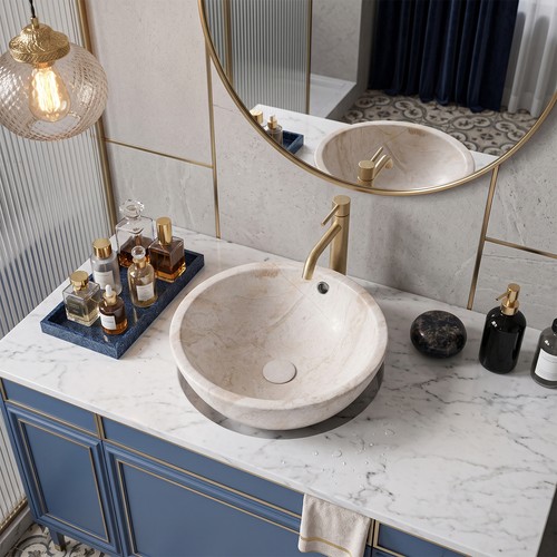 Marble round counter top basin - round,