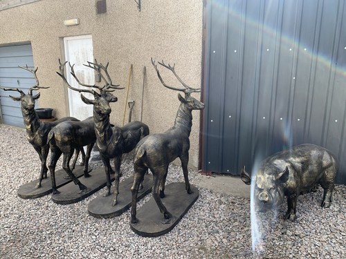 Lifesize cast iron stag - cast,