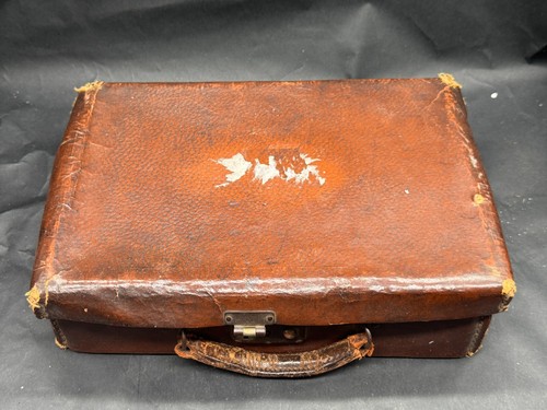 Antique leather suitcase - leather,