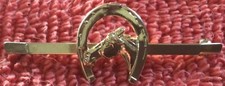 Fox Hunt Hunting Horse Head Horseshoe and Whip Costume Gold Stock Pin