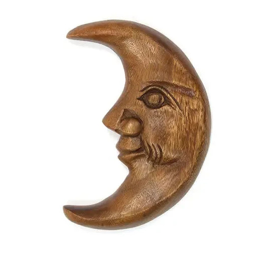 Moon face carving wood - face,