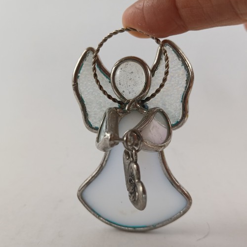 Stained glass angel with charm - stained,