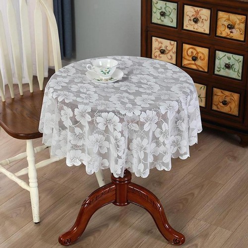 Round white lace tablecloth - round,