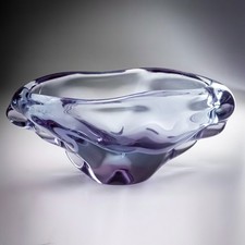 Czech Studio Glass Sculptural Lilac Vase Organic Freeform Heavy Mid C Modern