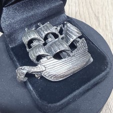 VINTAGE Galleon Ship Brooch By