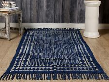 Handmade Indian Hand Block Print Rag Rug 100% Cotton Large Woven Floor Mat 3X5ft