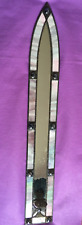 Handcrafted Lilac Stained Glass Gothic Tall Grey Wall MIRROR w Candle Holder
