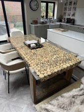 Designer Driftwood Glass Dining Table with Glass Top
