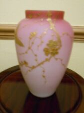 antique webb cased satin pink glass vase