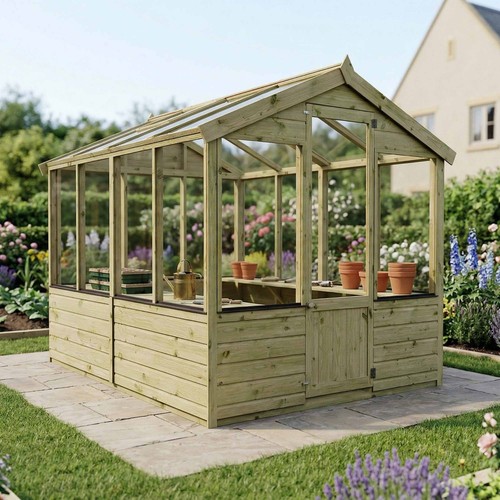 8x6 wooden garden greenhouse - wooden,