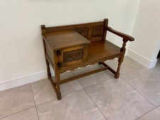 Old Charm solid oak hall chair telephone table