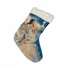 Dona Gelsinger The Christmas Star Angel Fiber Optic Tapestry Christmas Stocking 