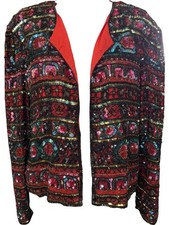Vintage Papell Boutique Sequin  Beaded Jacket Silk Evening Cocktail Party 80s 