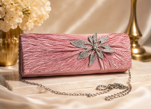 Pink satin ruched diamante - pink,