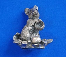 "Mouse and Acorn" Hallmarked Sterling Silver Coated Sculpture by Country Artists