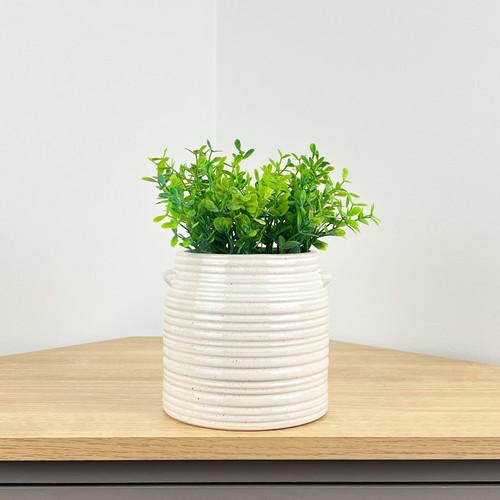 Plant pot cover ceramic ribbed - pot,