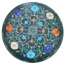 12" green round marble Table