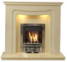 New Marble Fireplace Stratford in Beige Marble in two sizes with lights option