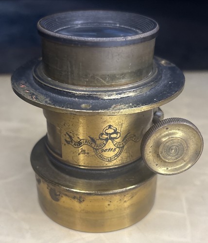 Antique brass camera - antique, lens
