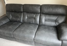 Grey suede fabric 3 seater power recliner sofa  & 2 seater power recliner sofa