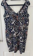 Next size 10 Linen blend dress with side pockets black with multi floral Holiday