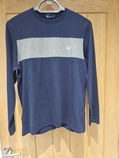 Boys Navy Fred Perry Long Sleeved Top Size Large