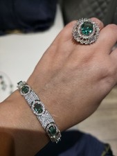 Indian American Diamond glass green bracelet and ring set