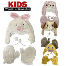 Kids Winter Hat Gloves Set