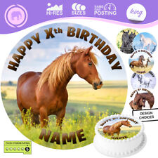 Horse Pony Cake Topper Circle Decoration Personalised Round Circle Edible Icing