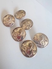Set Of Six Antique Silver Plated Lion Rampant Livery Buttons By C&J Weldon 27mm